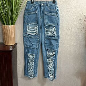 B41 Boutique, distressed, blue jeans Size medium